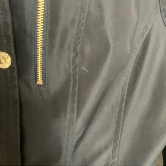 Michael  Kors Black Trench Coat Hooded M - Picture 7 of 12